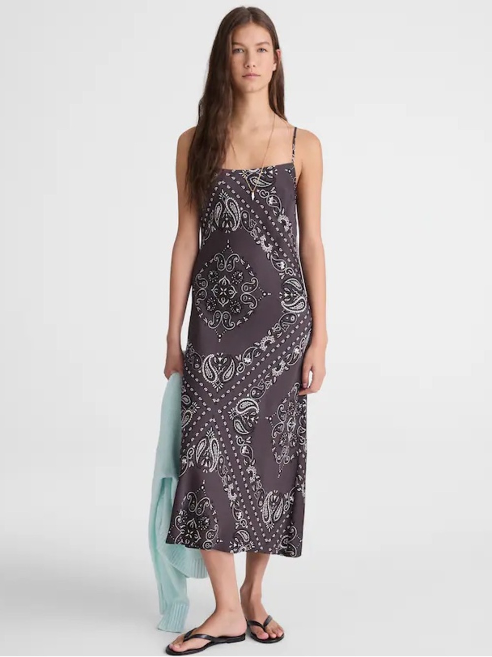 MADEWELL Bandana Cami Midi Slip Dress, Size 0